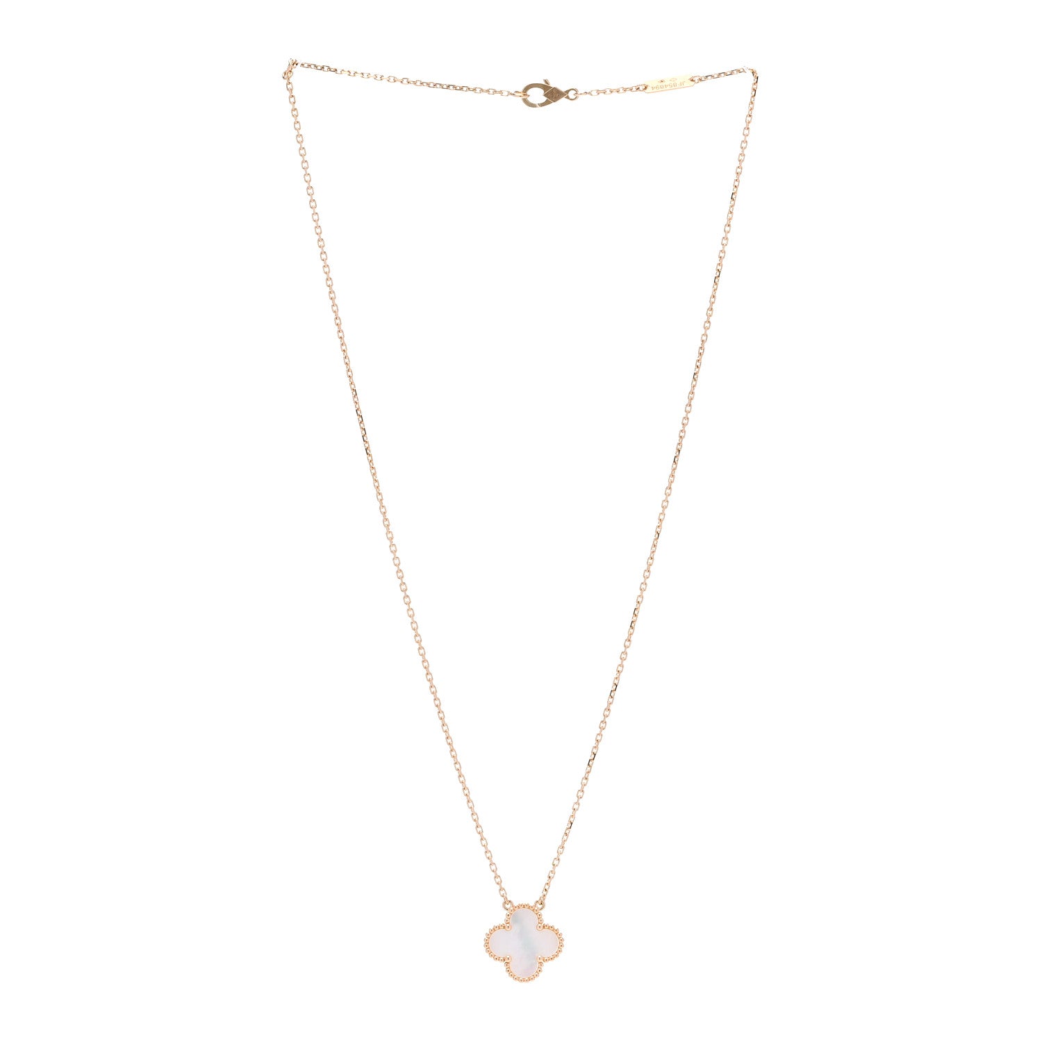 Van Cleef & Arpels 18K Yellow Gold Mother of Pearl Vintage Alhambra Pendant Necklace 3 of 5