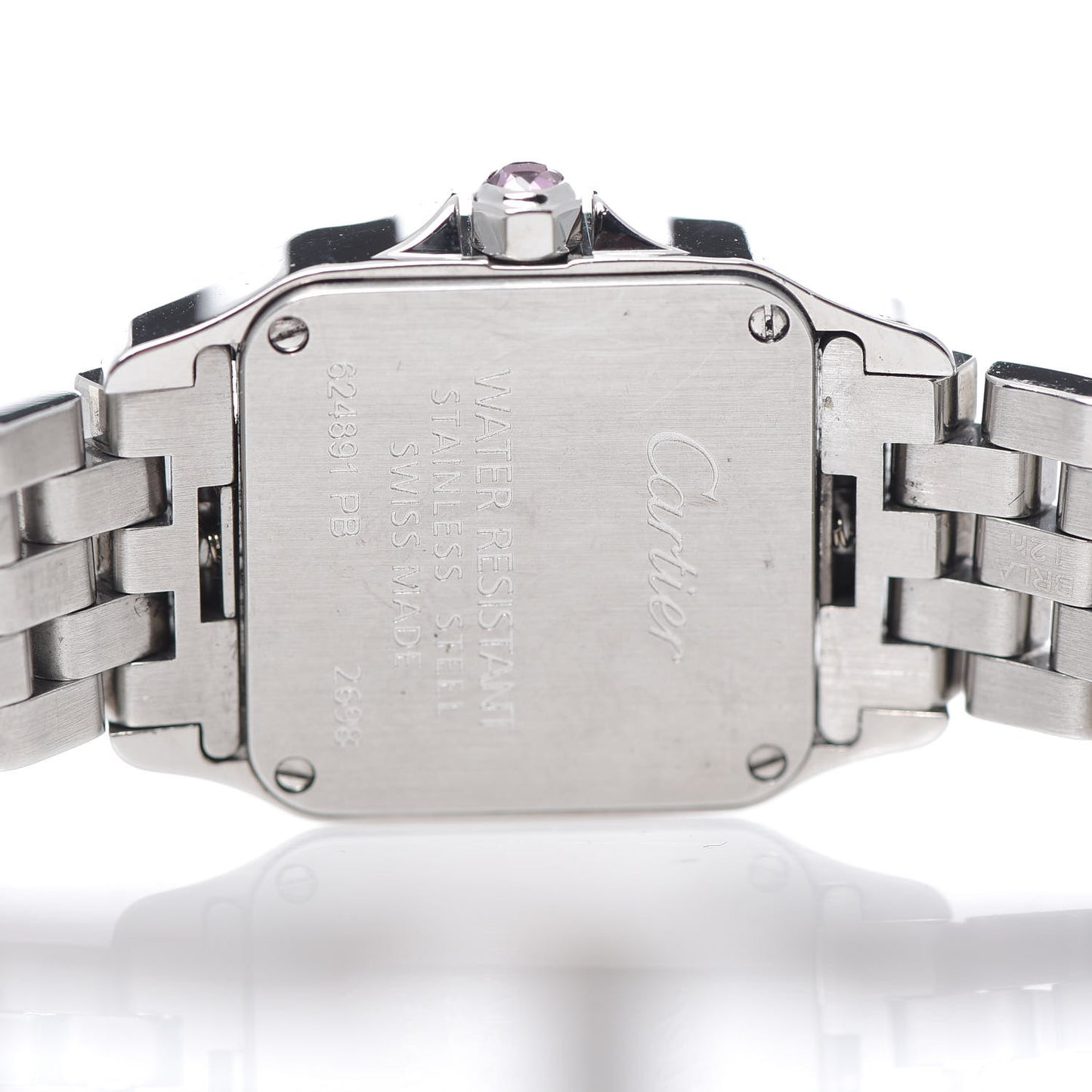 Stainless Steel Pink Mother of Pearl 20mm Santos Demoiselle Quartz Watch