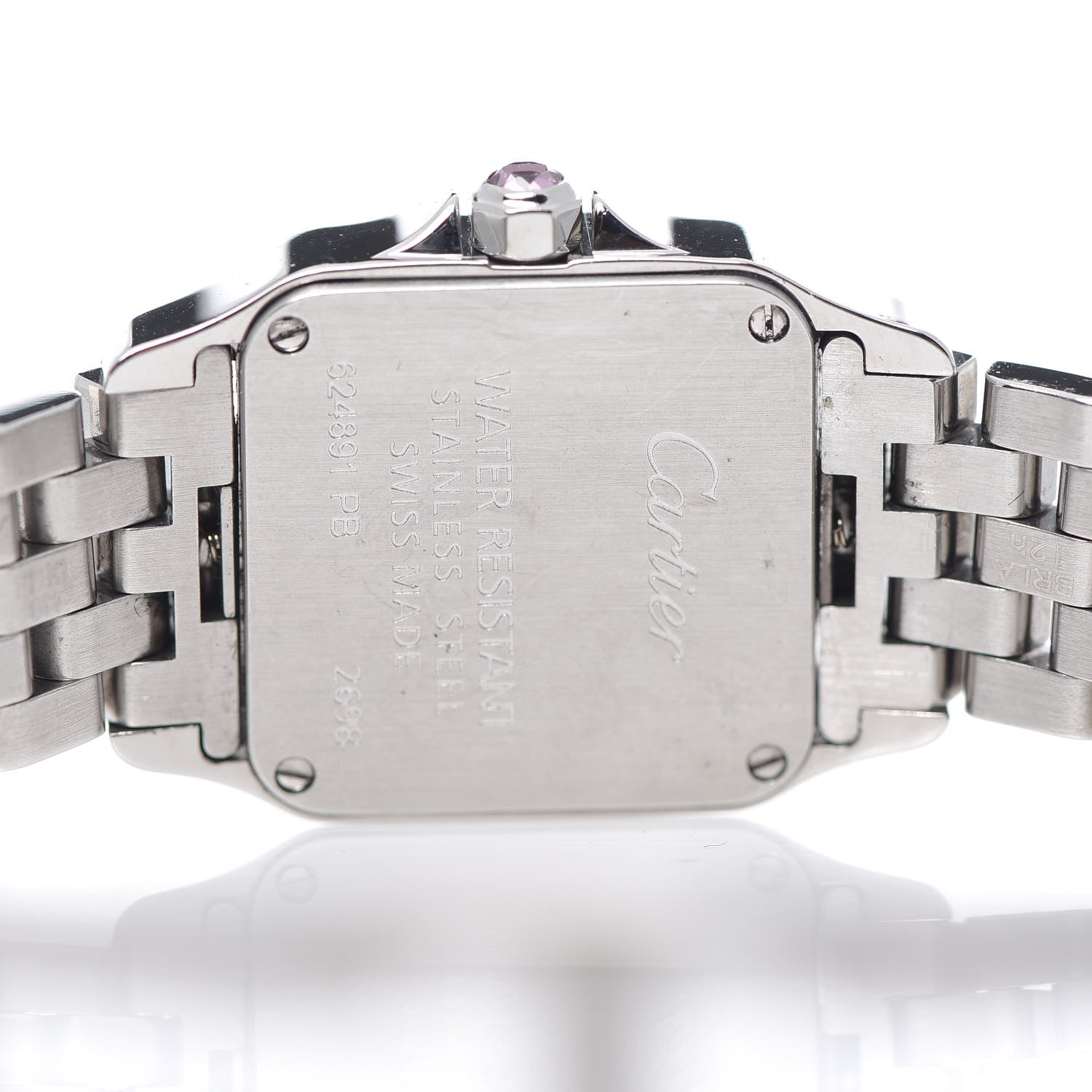 Cartier Stainless Steel Pink Mother of Pearl 20mm Santos Demoiselle Quartz Watch 5 of 8