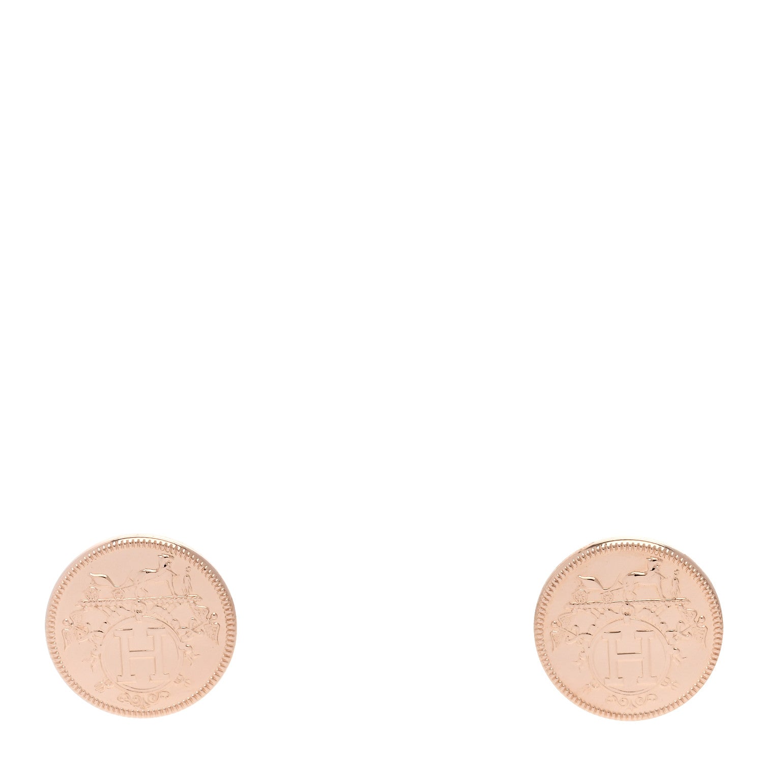 Hermes 18K Rose Gold TPM Ex-Libris Stud Earrings 1 of 5