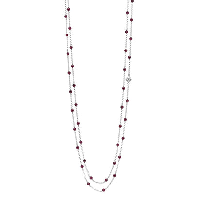 David Yurman DAVID YURMAN Sterling Silver Garnet Bead Chain Necklace 1 of 5