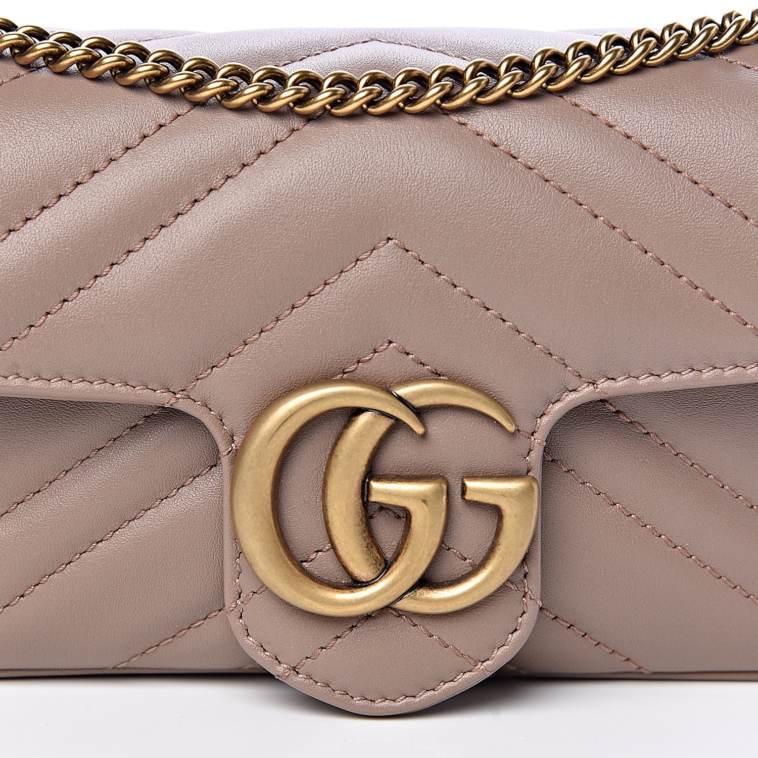 Gucci Calfskin Matelasse Super Mini GG Marmont Shoulder Bag Porcelain Rose 8 of 11