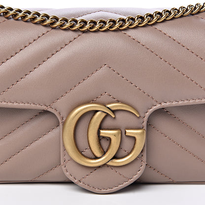 Gucci Calfskin Matelasse Super Mini GG Marmont Shoulder Bag Porcelain Rose 8 of 11