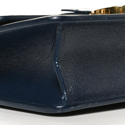 Christian Dior Shiny Crinkled Lambskin 30 Montaigne Flap Bag Indigo 7 of 12