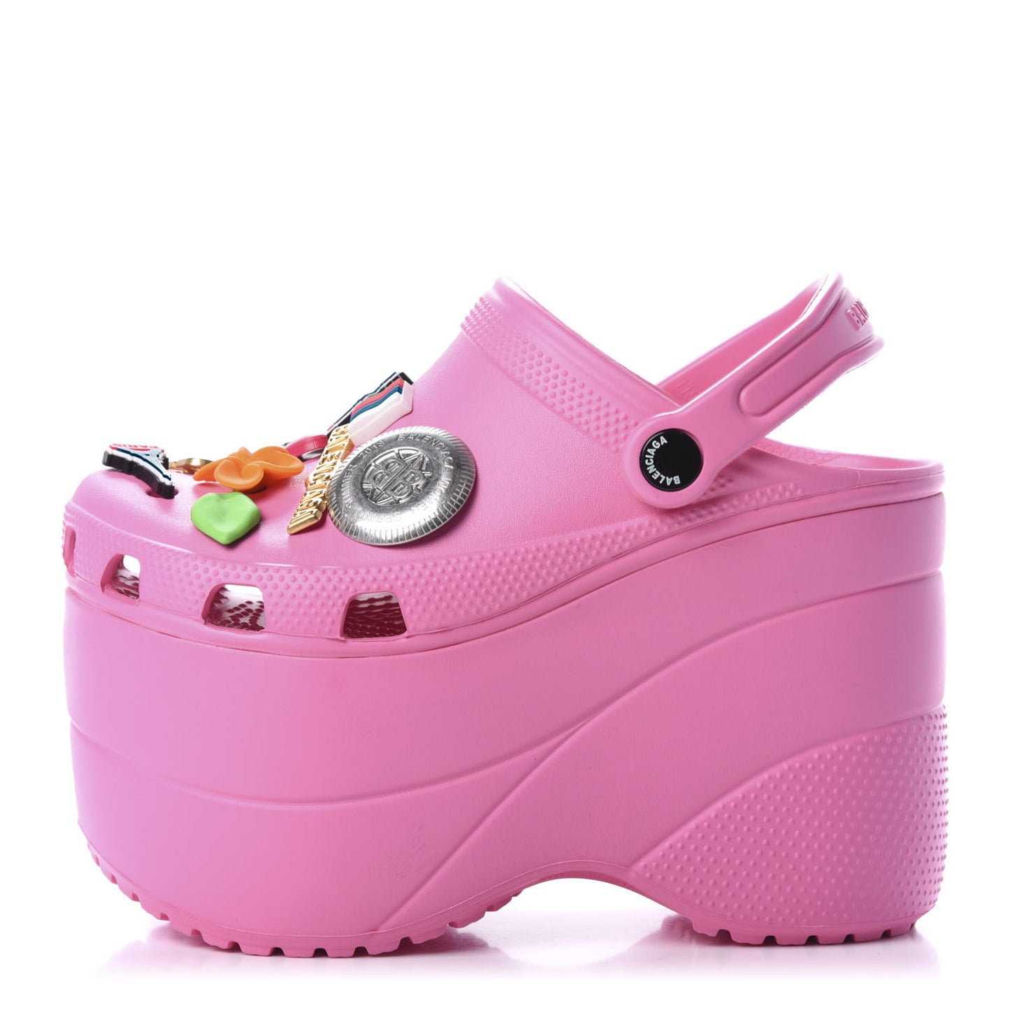 X CROCS Rubber Textured Womens Platform Sandals 36 Rose Bonbon