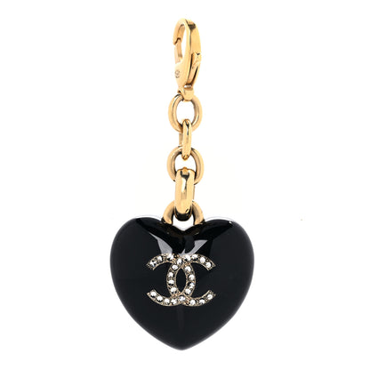 Chanel CHANELResin Crystal CC Heart Bag Charm Black 1 of 4