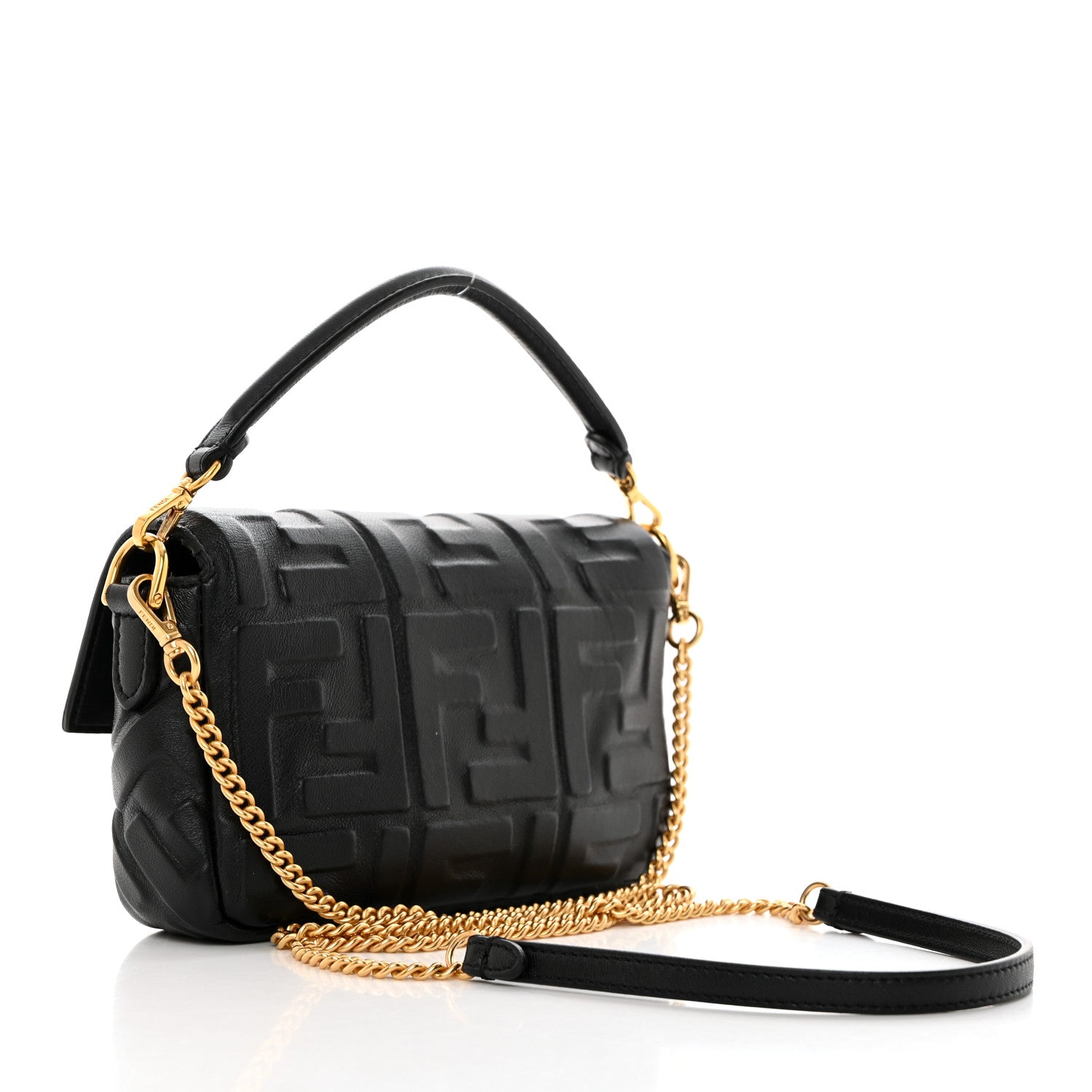 Fendi Nappa FF 1974 Embossed Mini Baguette Black 2 of 10