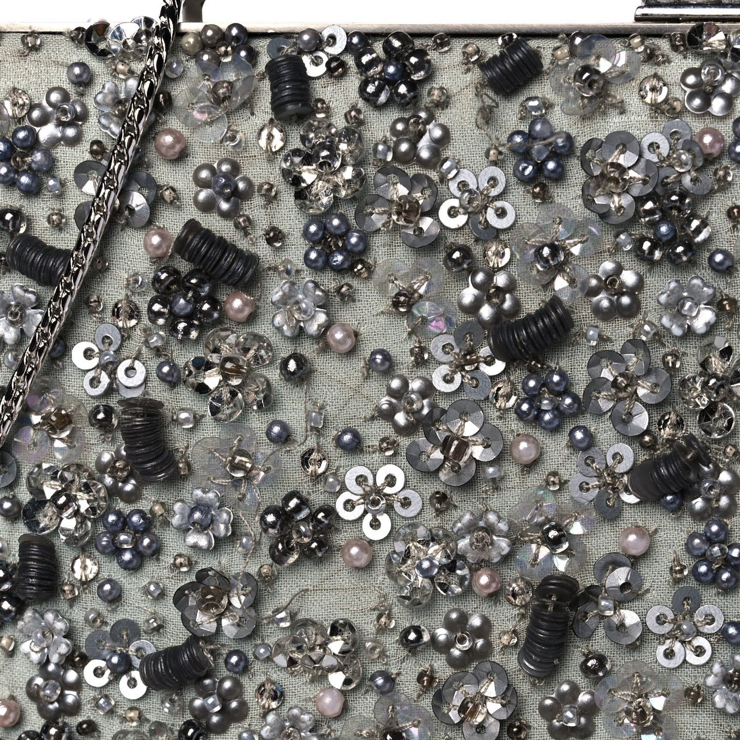 Crystal Sequin Embellished Minaudiere Clutch Silver