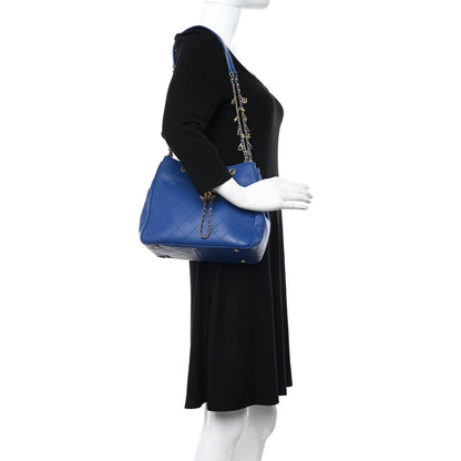 Chanel Calfskin Stitched Egyptian Amulet Drawstring Bag Blue 2 of 12