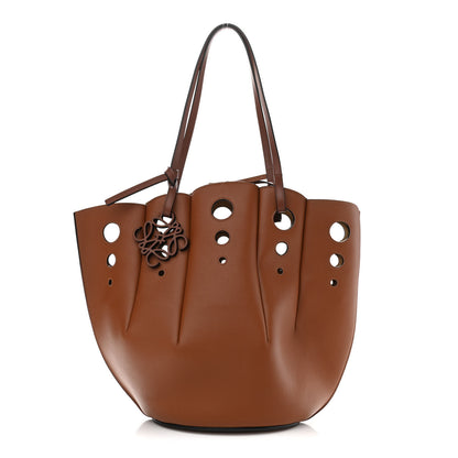 Loewe Calfskin Perforated Small Shell Tote Tan 1 of 11