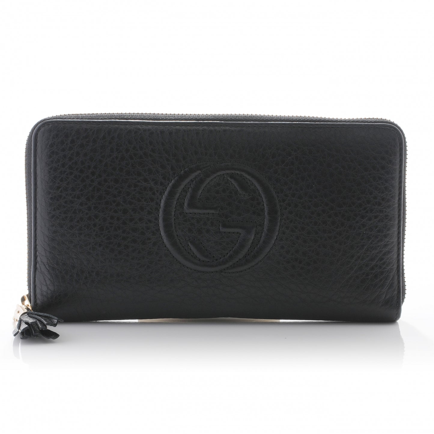 Pebbled Calfskin Soho Zip Around Wallet Black