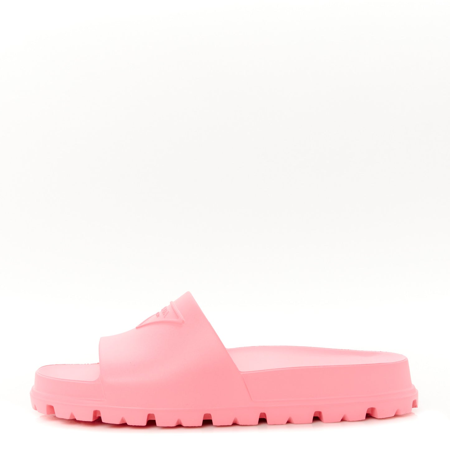 EVA Rubber Triangle Logo Embossed Womens Lug Sole 20mm Slide Sandals 37 Begonia