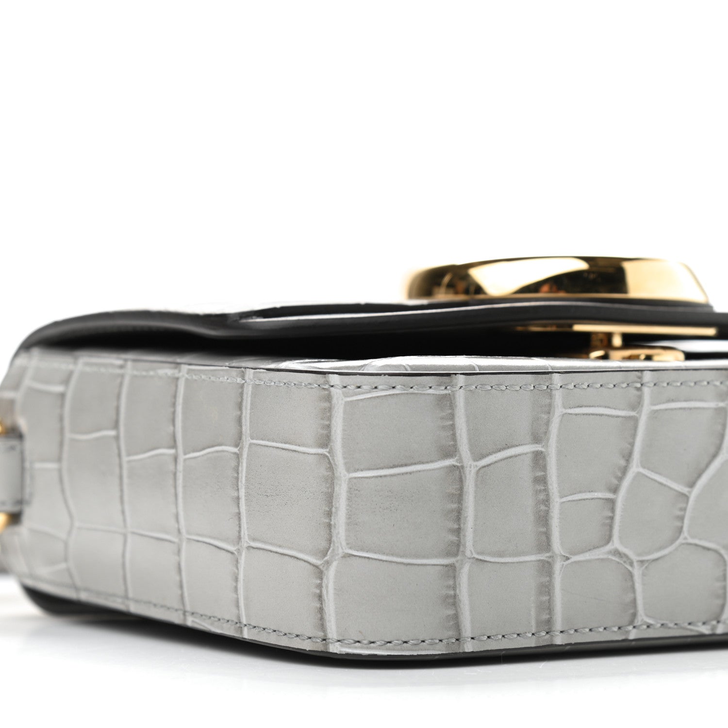 Chloe Crocodile Embossed Calfskin Mini C Double Carry Stormy Grey 7 of 10