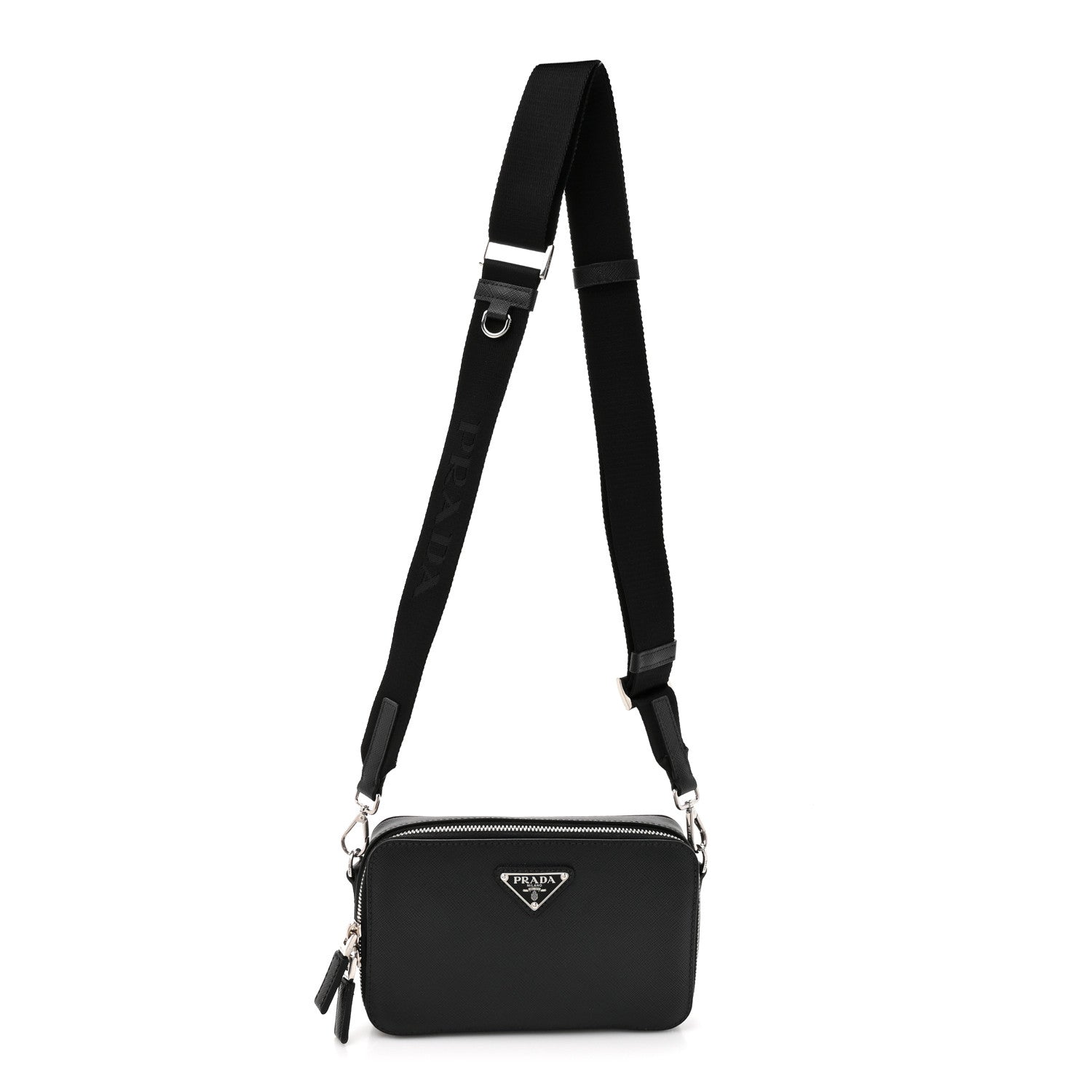Prada Saffiano Travel Small Brique Crossbody Bag Black 1842654
