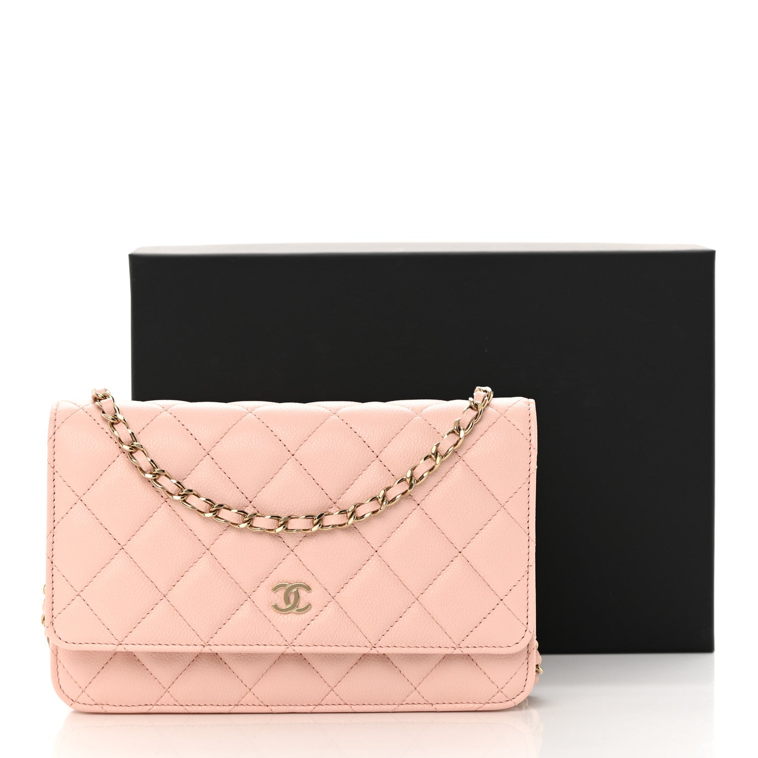 Chanel Caviar Quilted Wallet on Chain WOC Light Pink 12 of 12