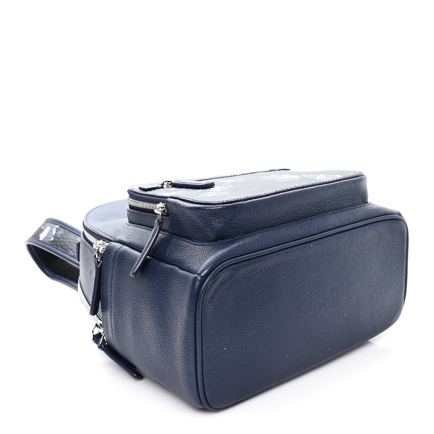 MCM Calfskin Visetos Floral Leopard Klassik Small Stark Backpack Blue Black 4 of 10