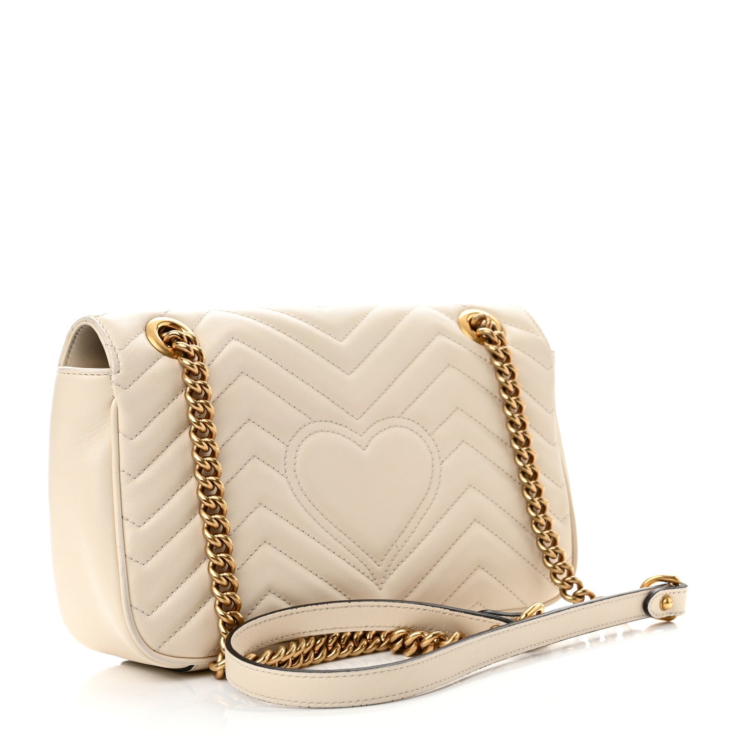 Calfskin Matelasse Small GG Marmont Shoulder Bag White