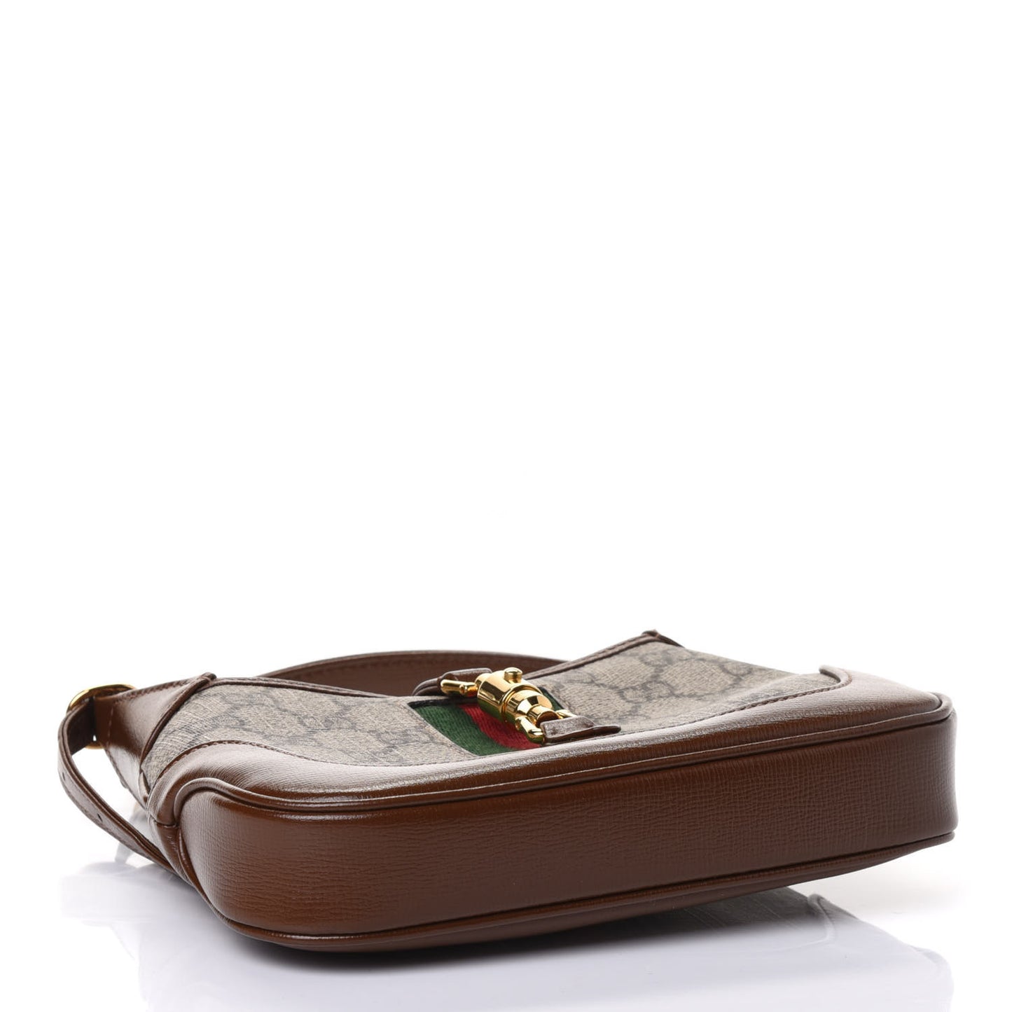 GG Supreme Monogram Azalea Calfskin Web Mini Jackie 1961 Hobo Beige Ebony Brown Sugar