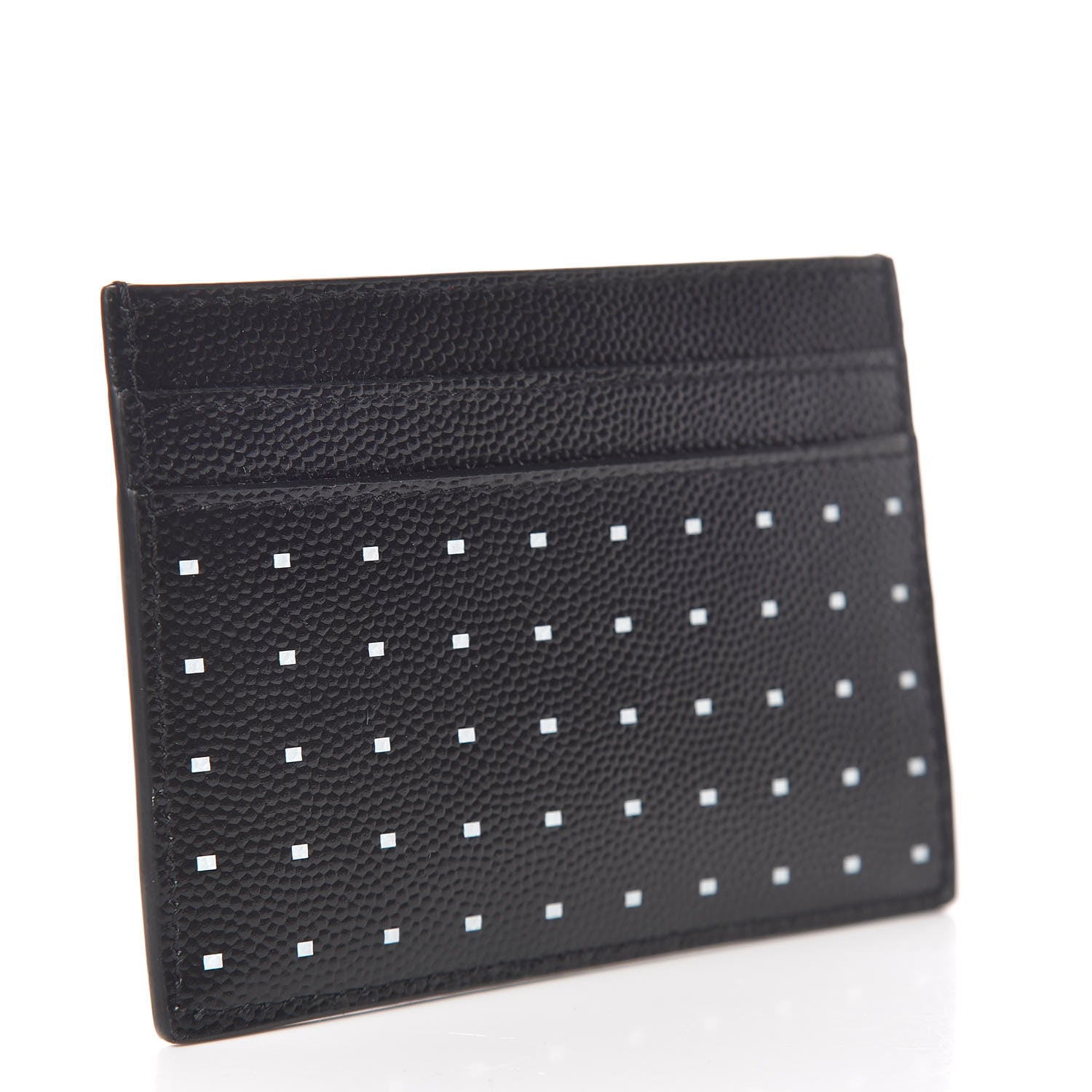 Saint Laurent Grain De Poudre Geo Print Monogram Credit Card Case Black White 3 of 8
