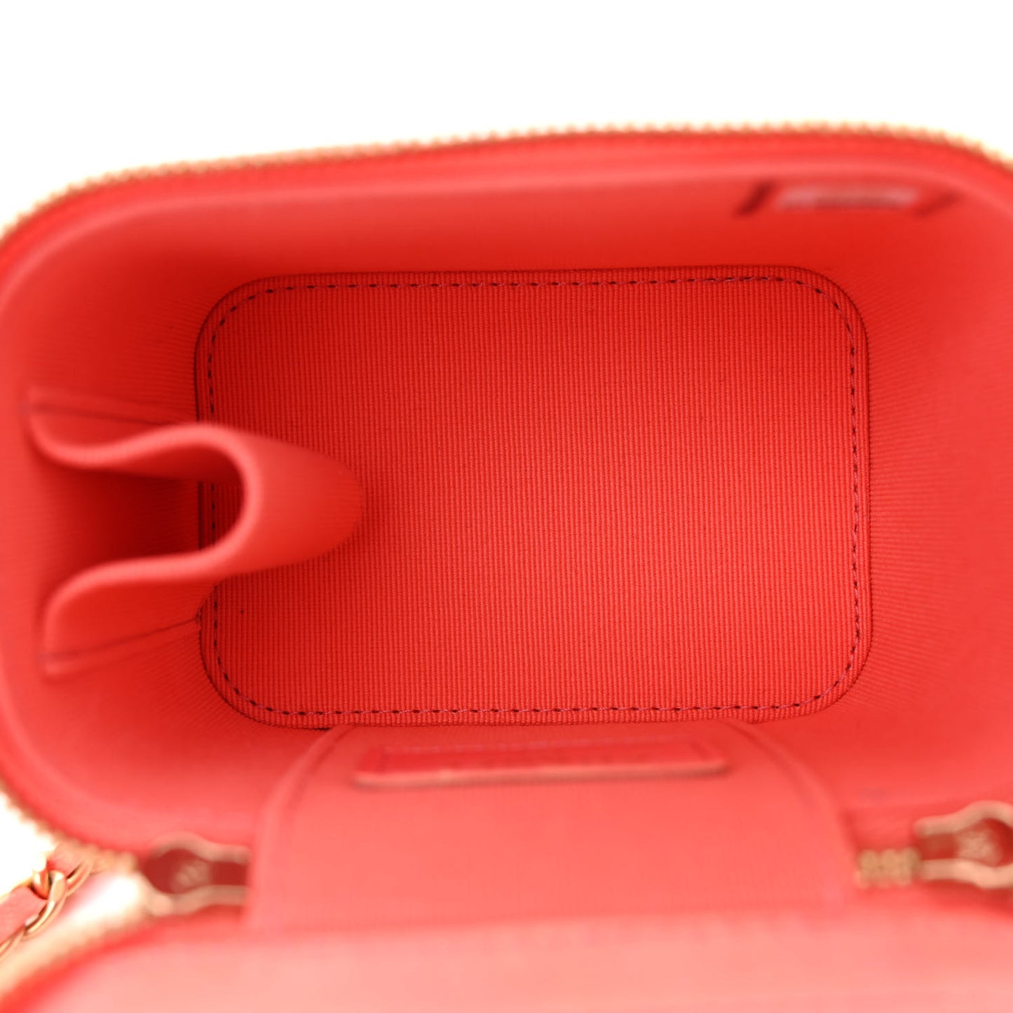 Lambskin Quilted Ombre Top Handle Mini Vanity Case With Chain Coral