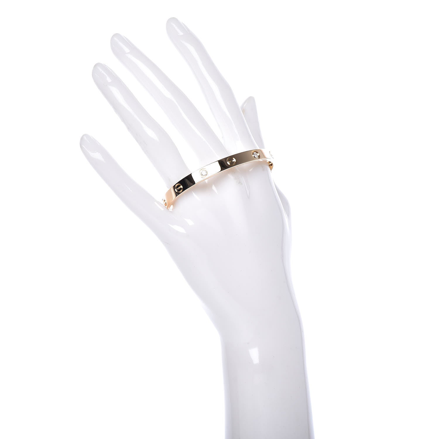 Cartier 18K Yellow Gold 4 Diamond LOVE Bracelet 17 2 of 7