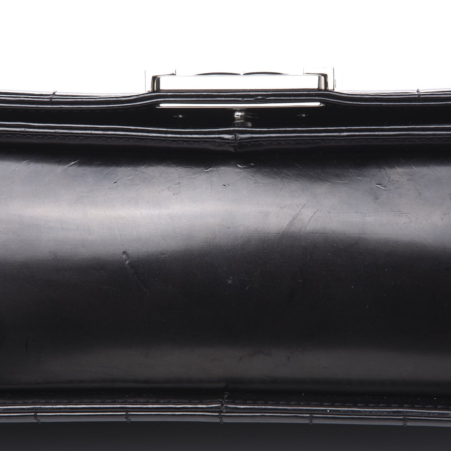 Glazed Calfskin Large Boy Flap Black