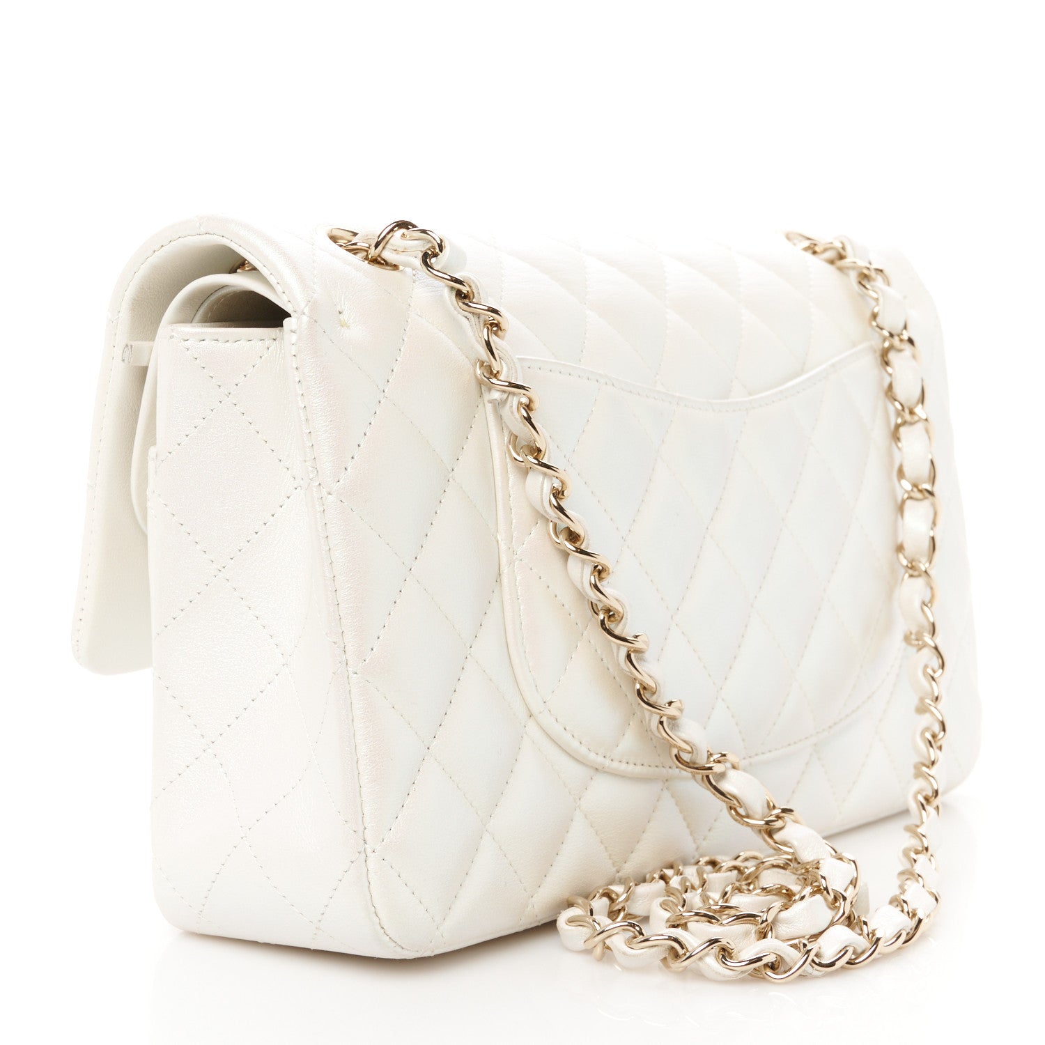 Chanel Iridescent Lambskin Quilted Medium Double Flap Ivory 3 of 11
