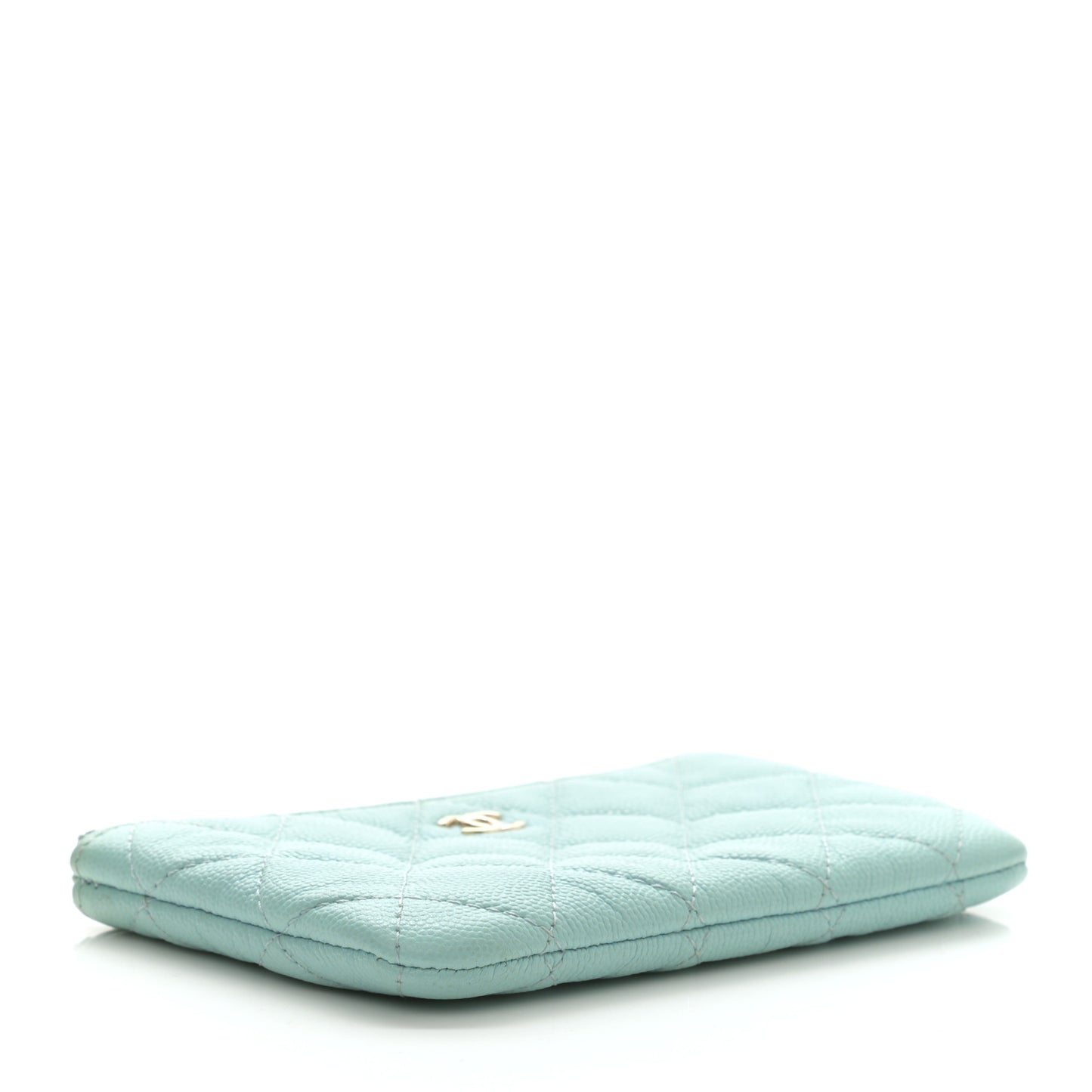 Caviar Quilted Small Cosmetic Case Light Blue