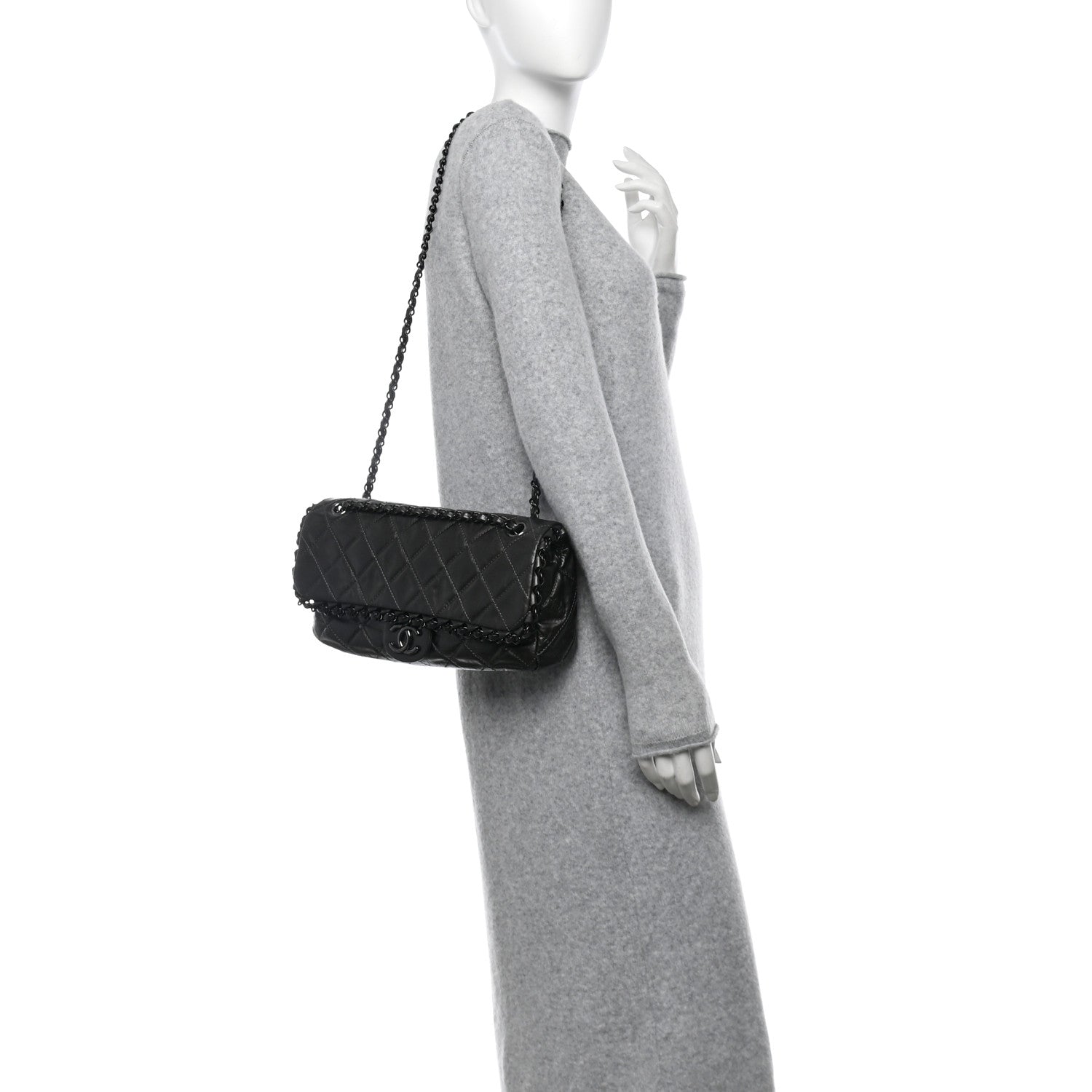 Chanel Calfskin Quilted Medium Chain Me Flap Grey 2 of 10