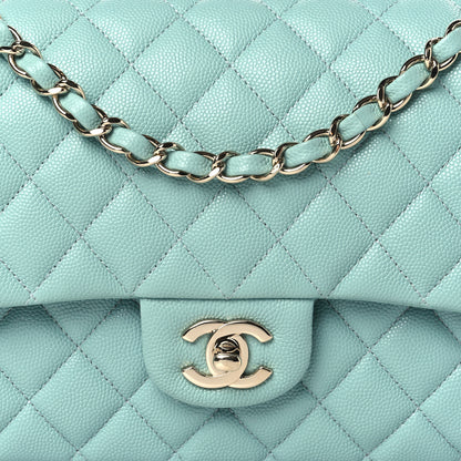 Chanel Caviar Quilted Medium Double Flap Light Blue 8 of 10