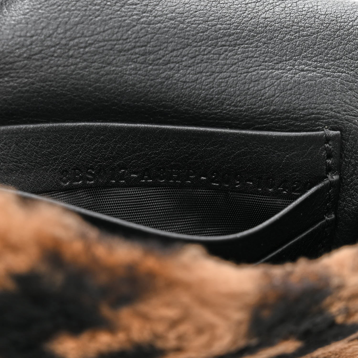 Fendi Shearling Vitello Dolce Macro FF 1974 Mini Baguette Tobacco Black 7 of 10