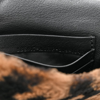 Fendi Shearling Vitello Dolce Macro FF 1974 Mini Baguette Tobacco Black 7 of 10