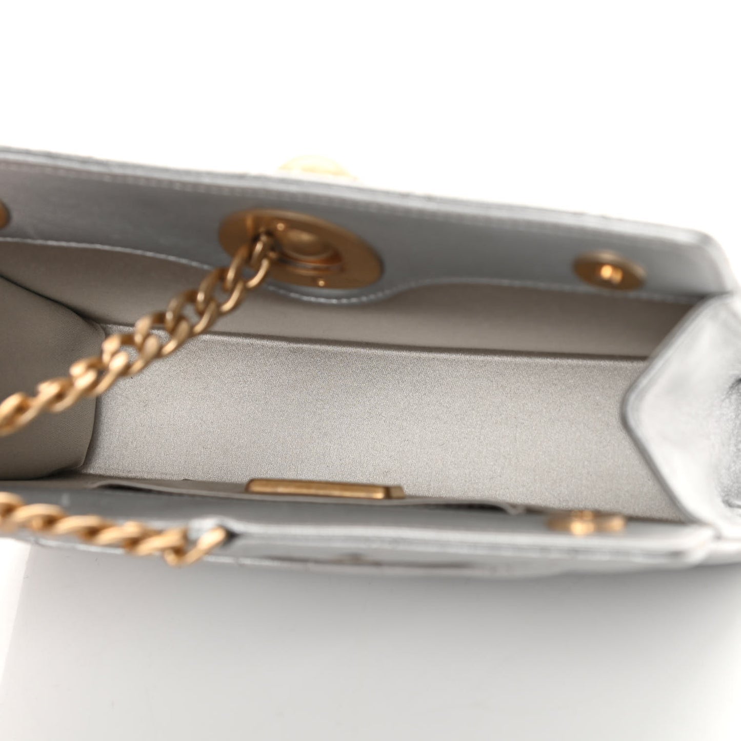 Metallic Calfskin Quilted Evening By The Sea Clutch Silver