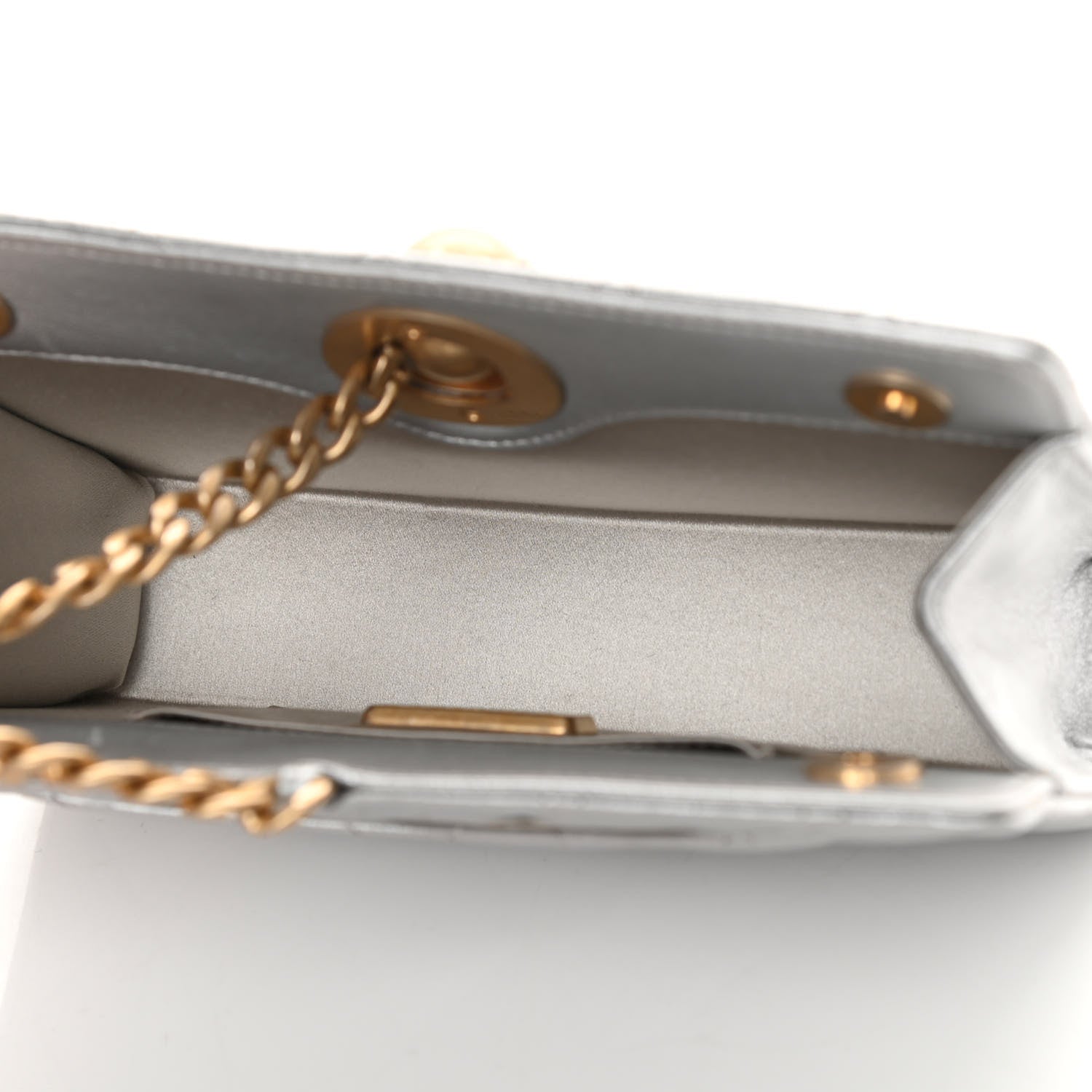 Chanel Metallic Calfskin Quilted Evening By The Sea Clutch Silver 5 of 11