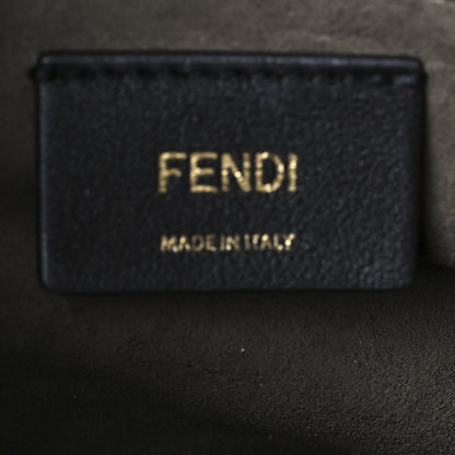 Fendi Glazed Fabric Vitello Century Plexiglass FF 1974 Stamp Patch Medium Runaway Shopper Tote Mogano Panna Black 7 of 14