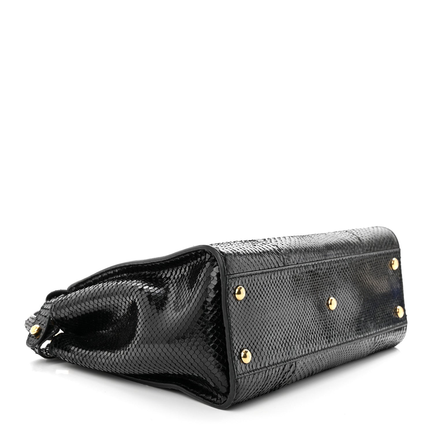 Fendi Snakeskin Nappa Medium Peekaboo Iconic Satchel Black 4 of 11