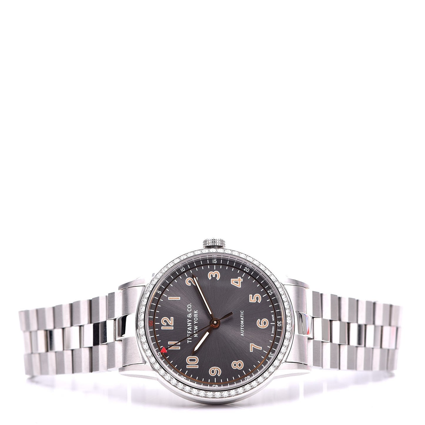 Stainless Steel Diamond Bezel 34mm CT60 3-Hand Automatic Watch Grey