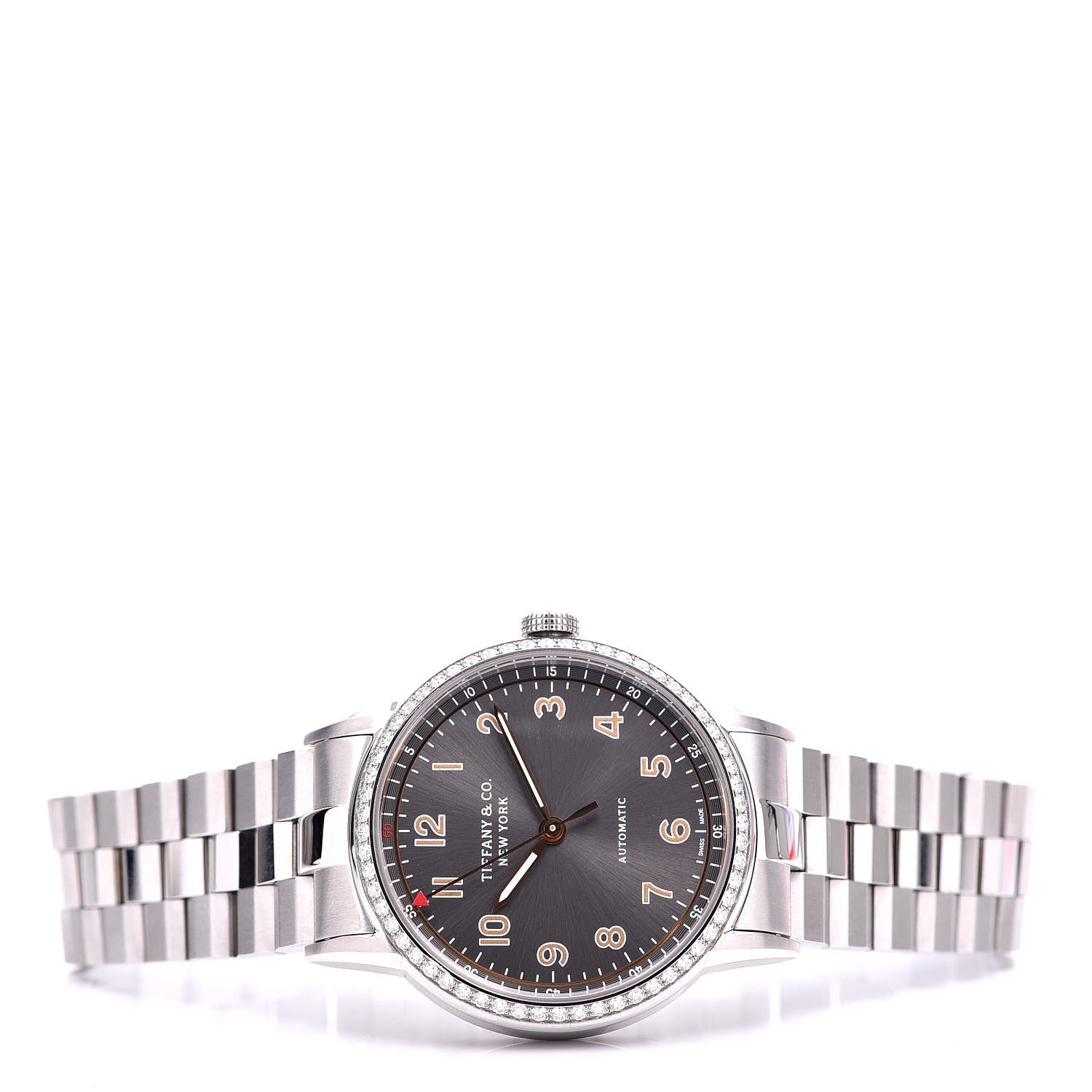 Tiffany Stainless Steel Diamond Bezel 34mm CT60 3-Hand Automatic Watch Grey 3 of 7
