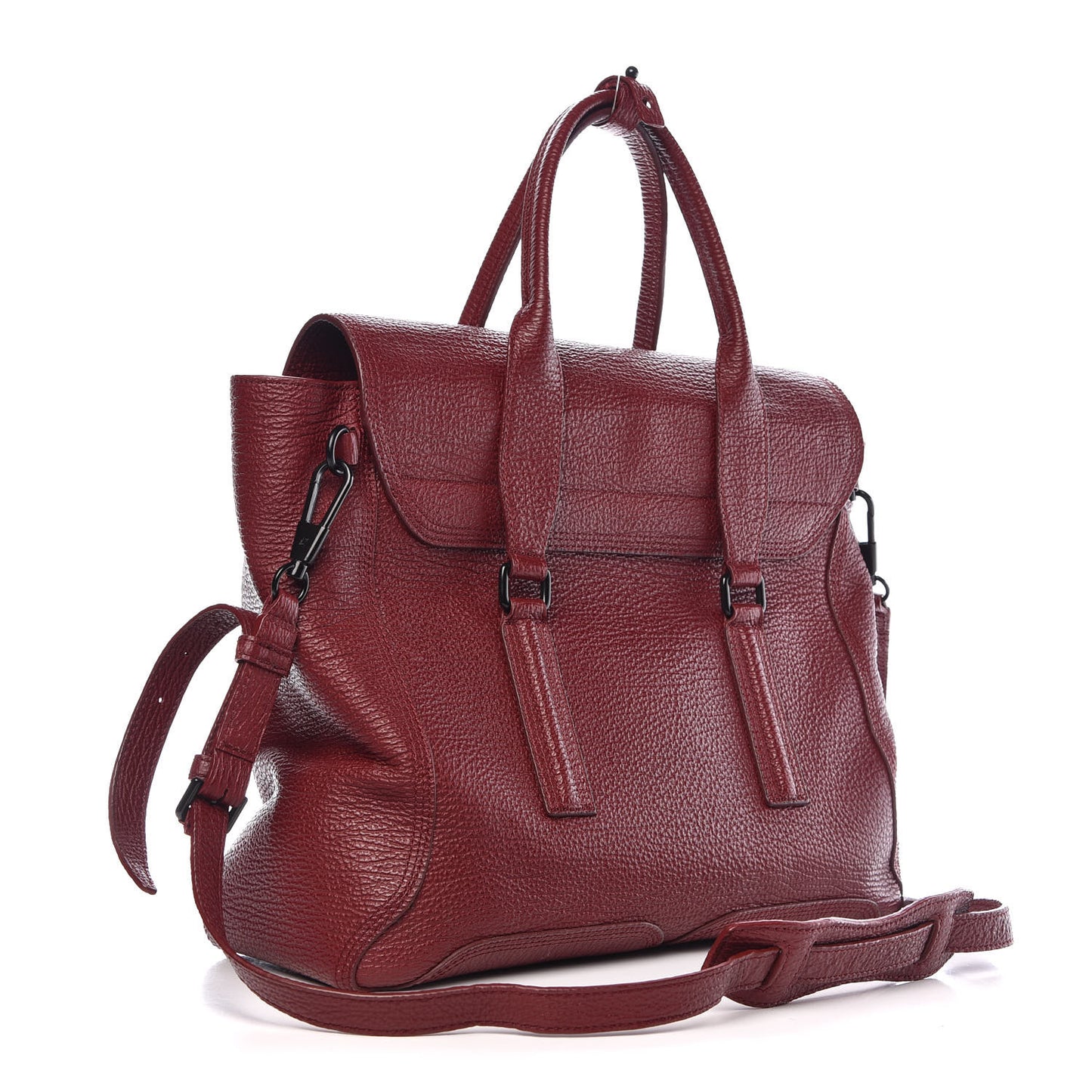 3.1 Textured Calfskin Large Pashli Satchel Oxblood