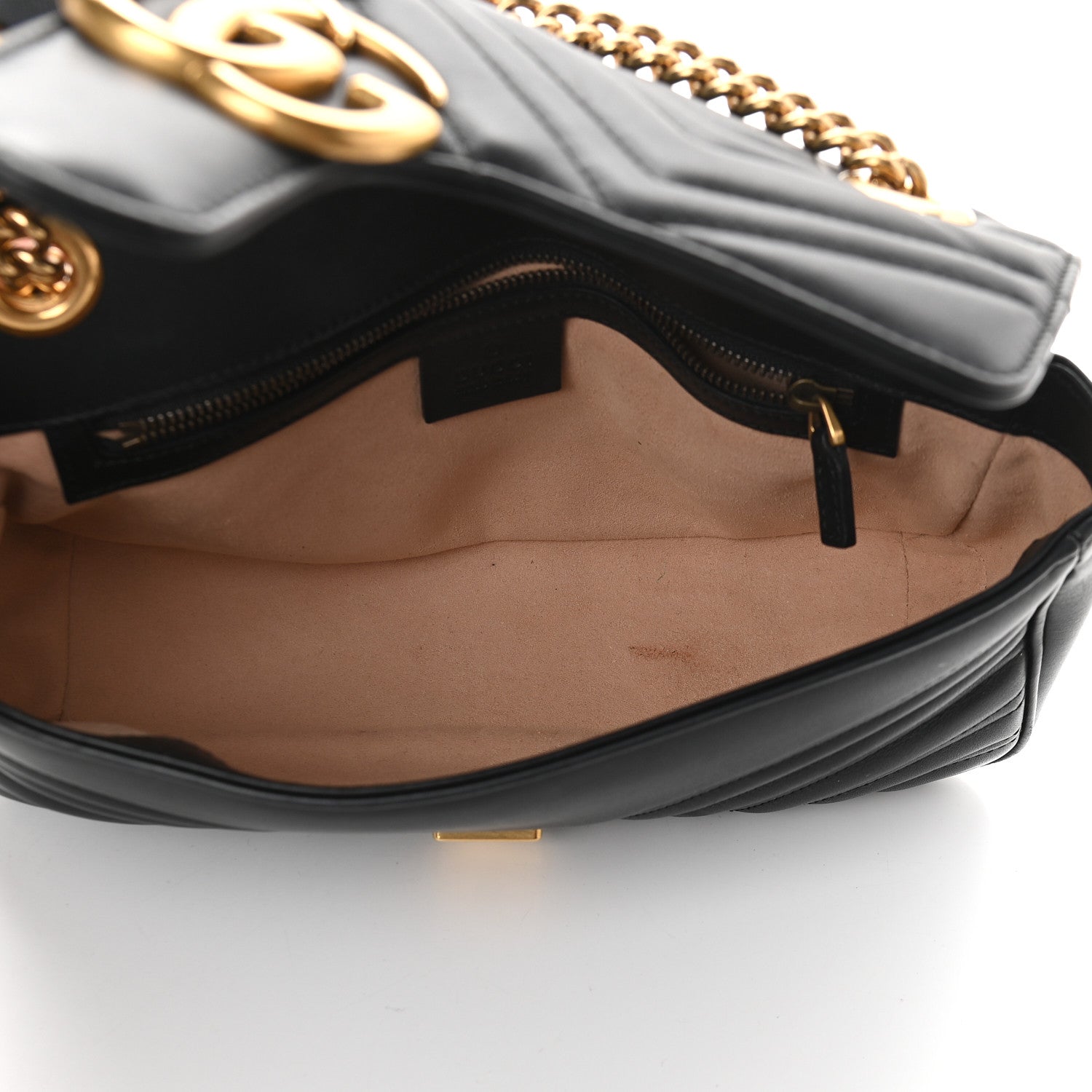 Gucci Calfskin Matelasse Small GG Marmont Shoulder Bag Black 7 of 10