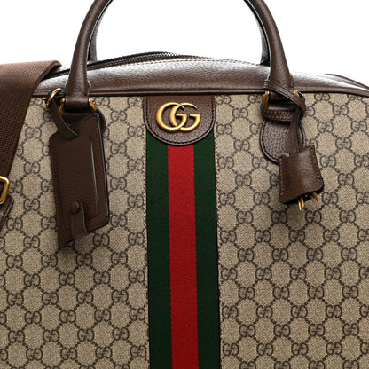 Gucci GG Supreme Monogram Textured Dollar Calfskin Web Large Savoy Bowling Bag Beige Ebony New Acero 8 of 14