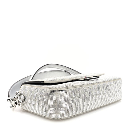 Fendi Crystal Vitello Laminato FF Medium Baguette Crystal Argento 4 of 9