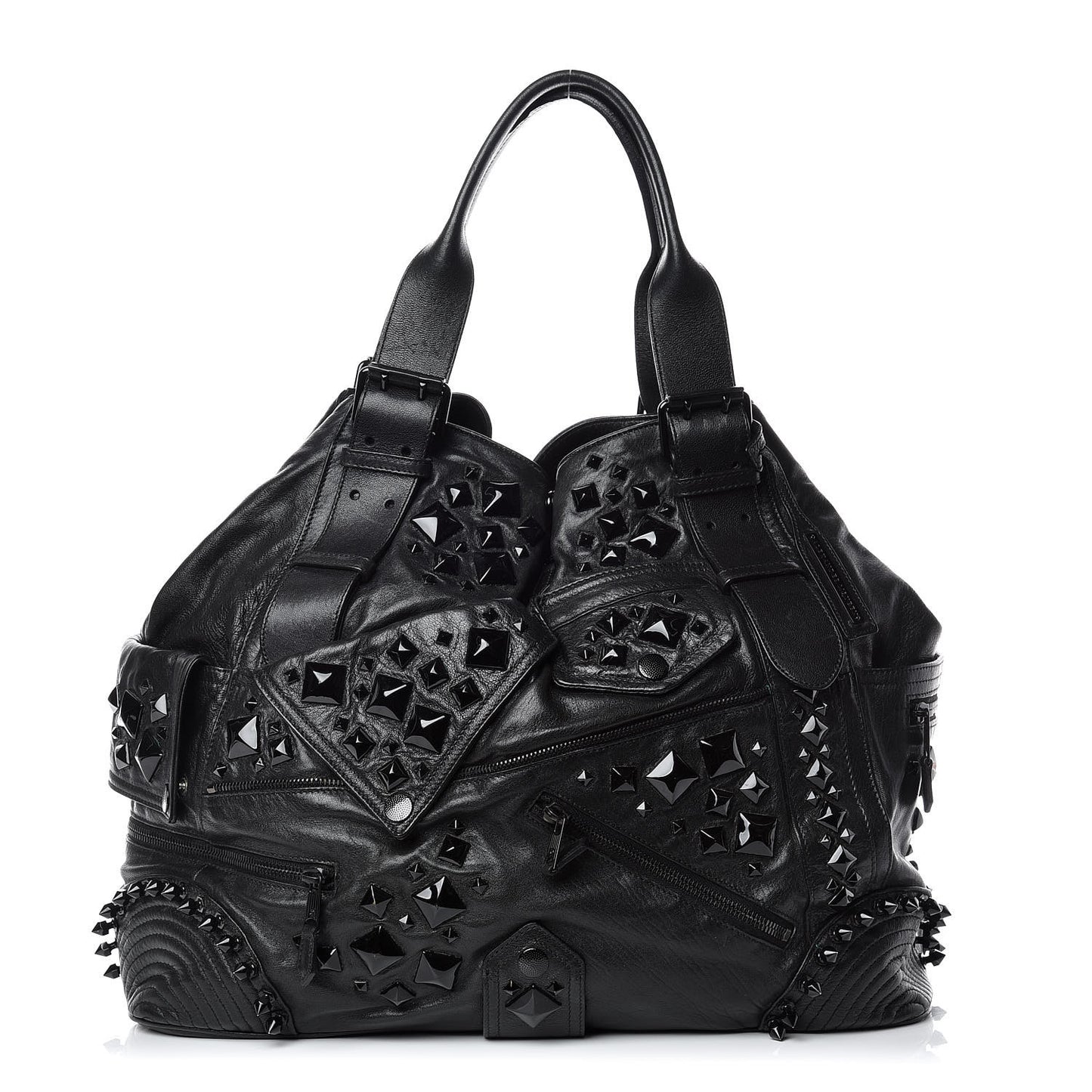 Calfskin Studded Faithful Tote Black