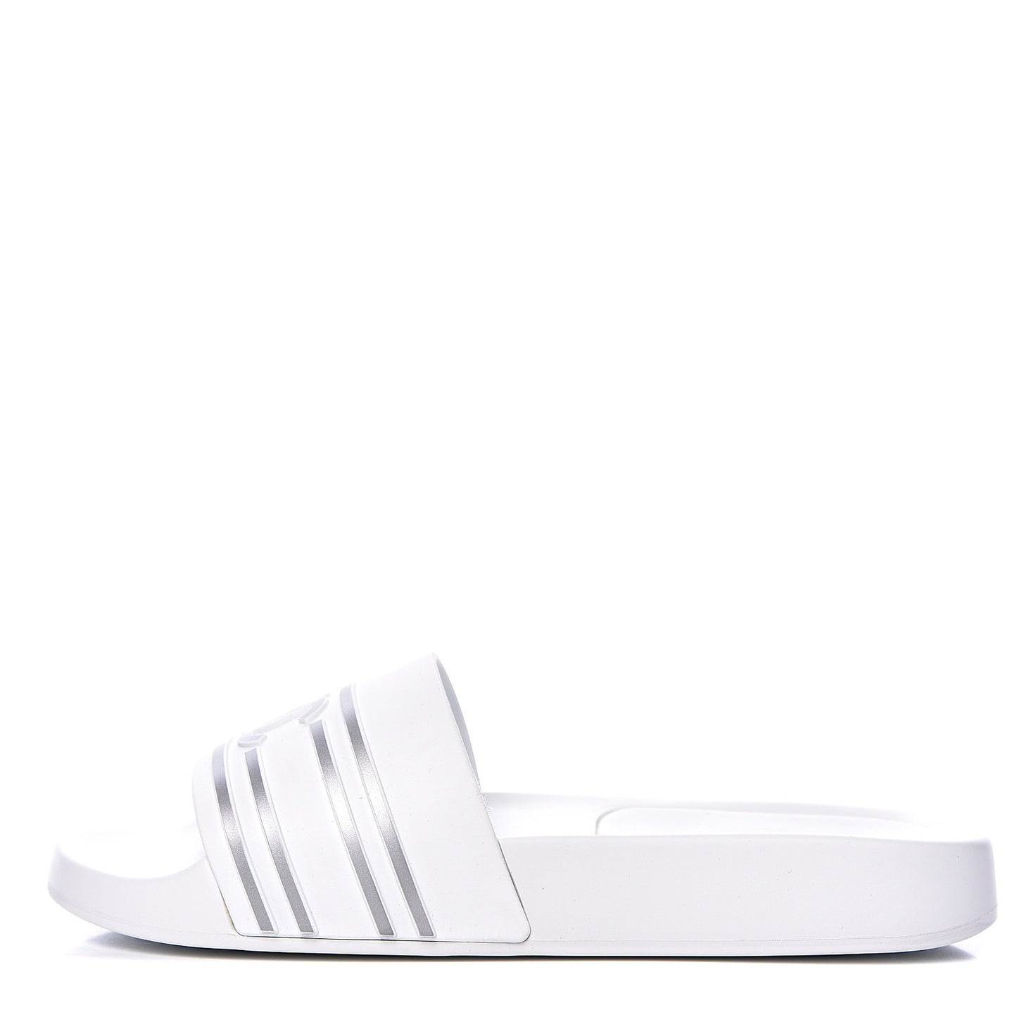 Rubber CC Flat Slide Sandals 35 White