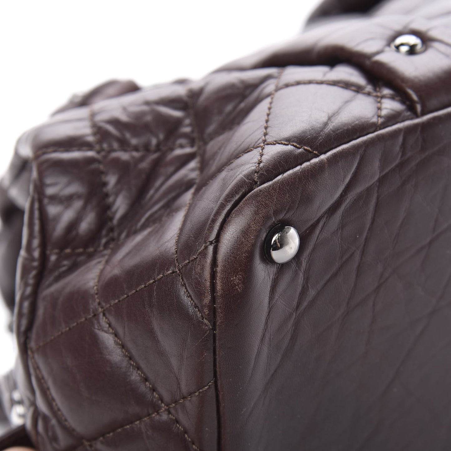 Distressed Lambskin Vintage Ligne Lady Braid Tote Brown