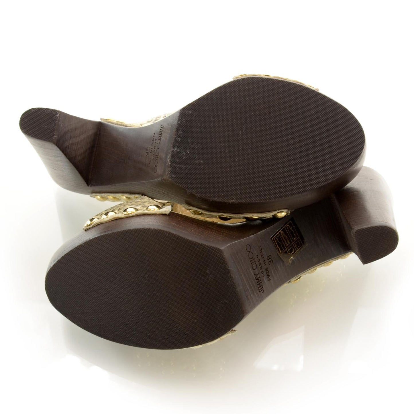 Snakeskin Wooden Mules Heels 38