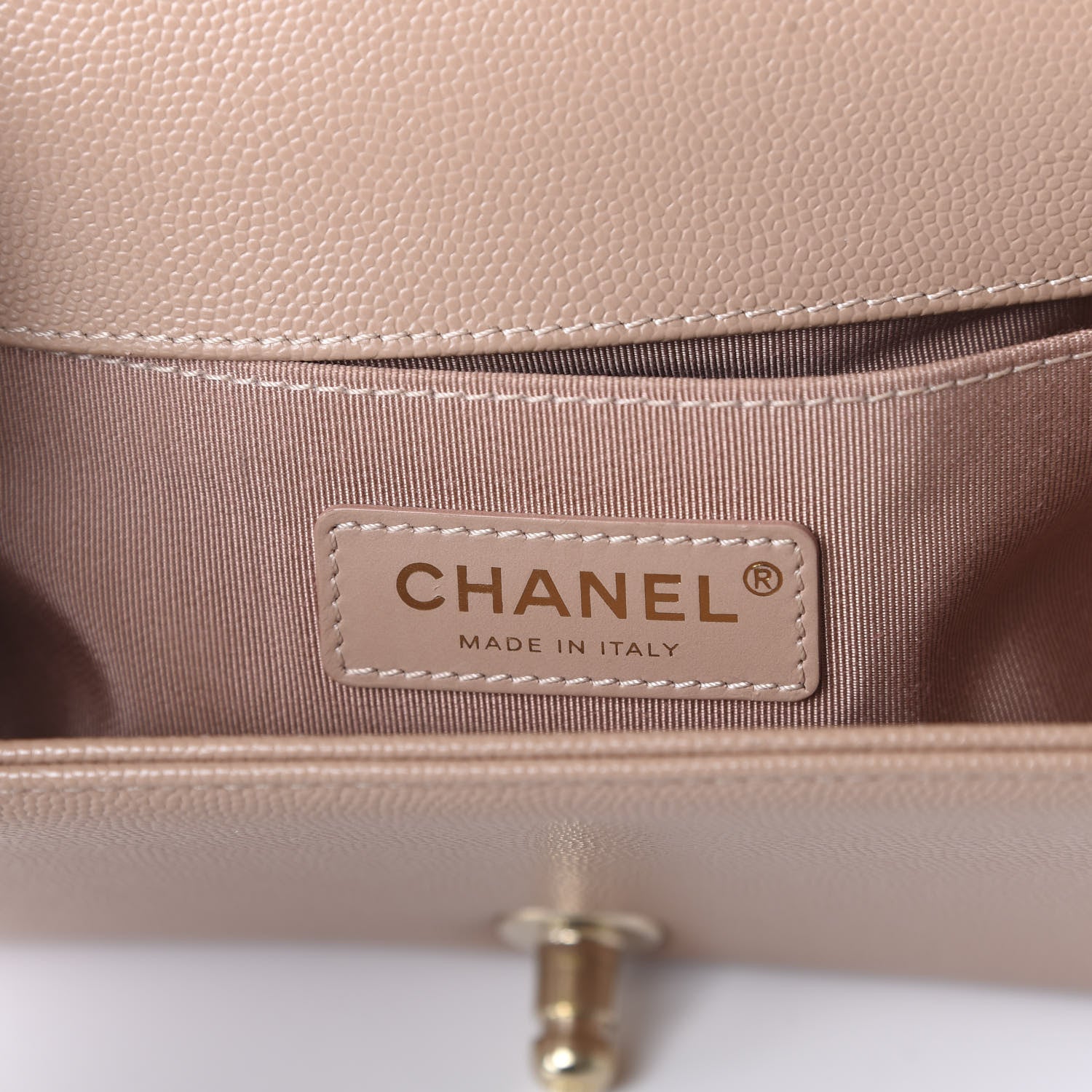 Chanel Caviar Chevron Quilted Small Boy Flap Dark Beige 8 of 10