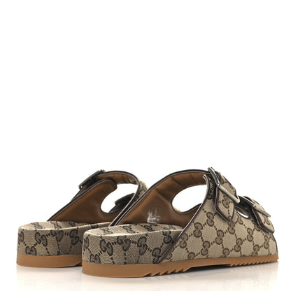 Gucci GG Monogram Lavaredo Eco Fabric Mens Slide Sandals With Straps 10 Beige Ebony Light Brown 5 of 10