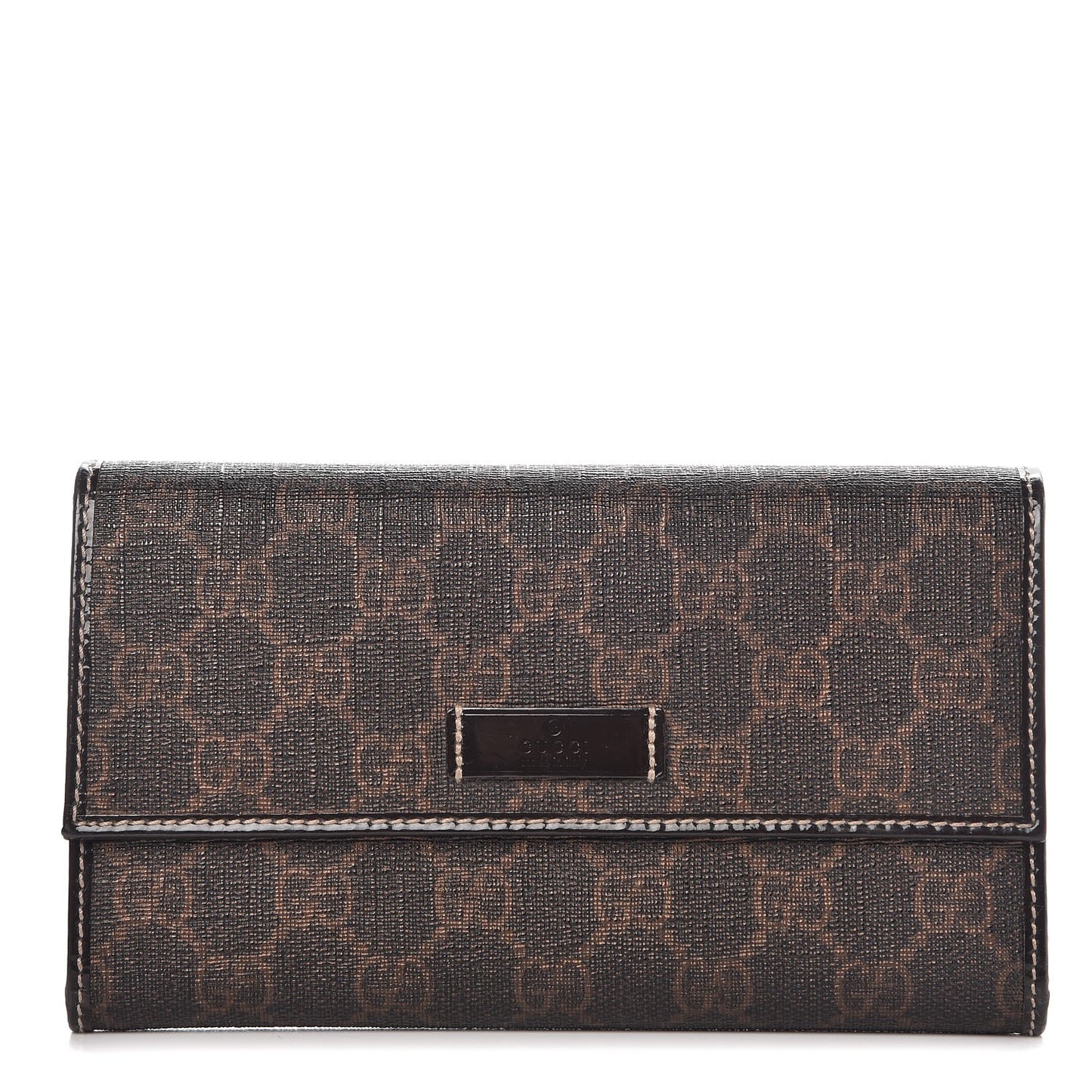 GG Supreme Monogram Joy Continental Snap Oranizer Wallet Dark Brown