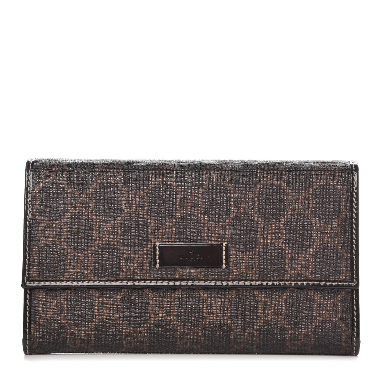 Gucci GG Supreme Monogram Joy Continental Snap Oranizer Wallet Dark Brown 1 of 9